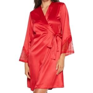 Victoria's Secret Red Satin Lace Back Robe Womens Lingerie Size M/L